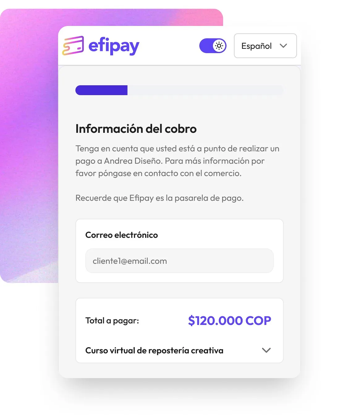 Panel de pagos recurrentes de Efipay