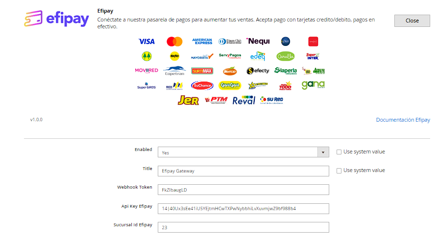 Configuración de Efipay